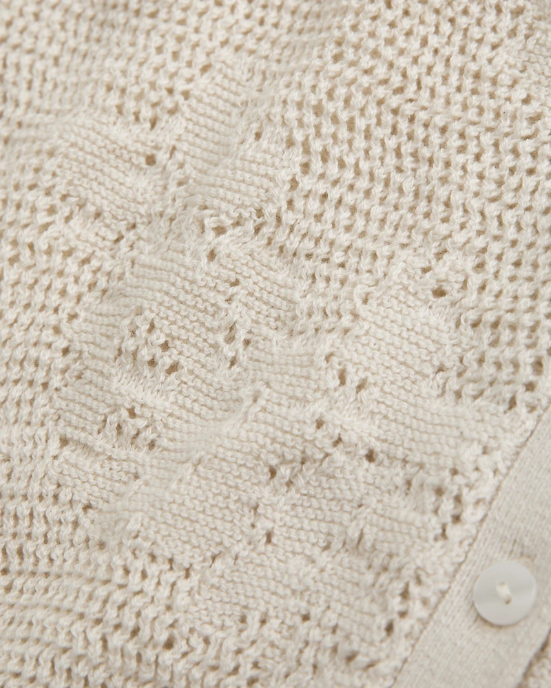 Floral Open-Stitch Cardigan