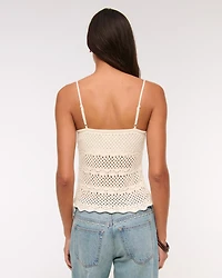 Crochet-Style V-Neck Cami