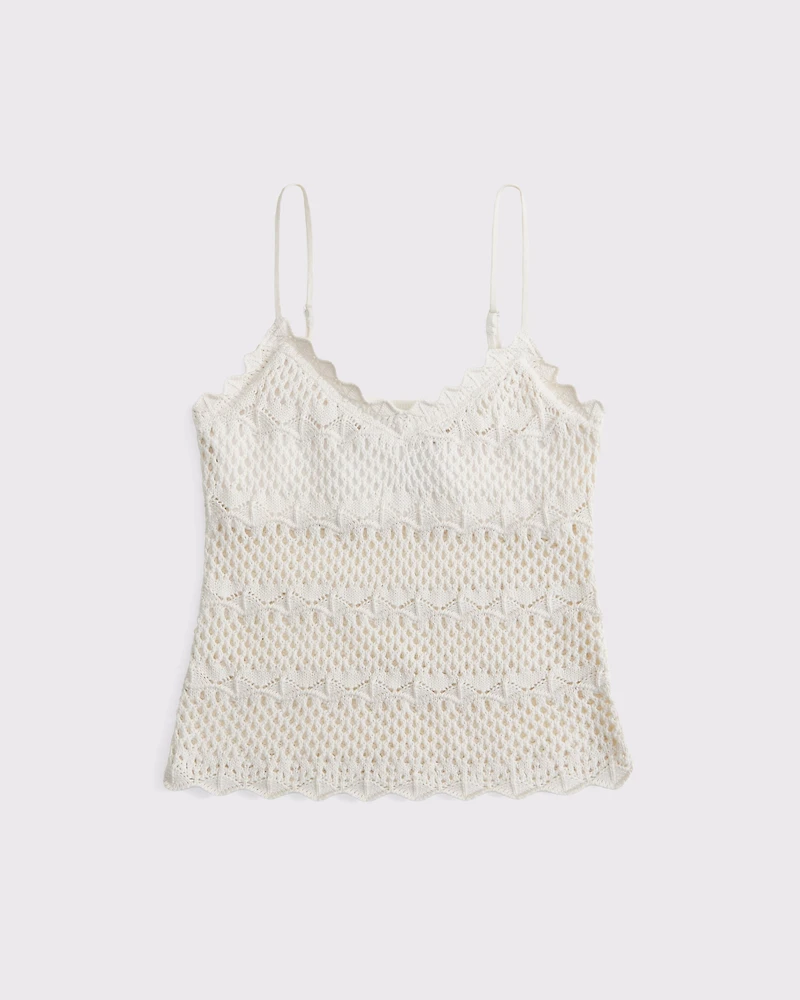 Crochet-Style V-Neck Cami