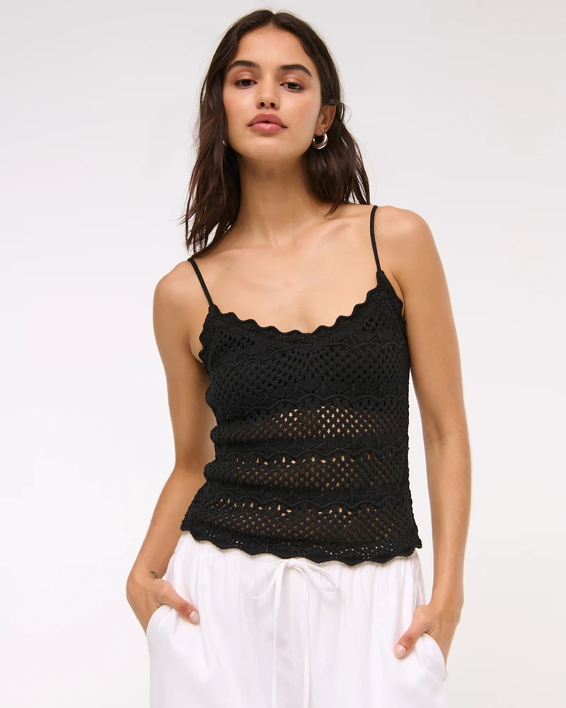 Crochet-Style V-Neck Cami
