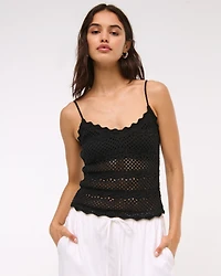 Crochet-Style V-Neck Cami