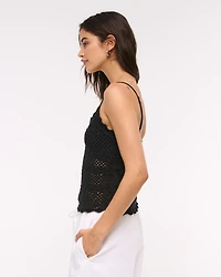 Crochet-Style V-Neck Cami