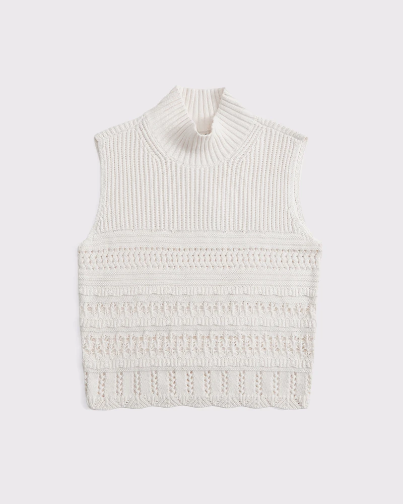 Ruffle Mockneck Sweater Shell Top