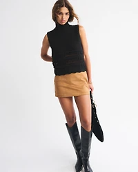 Ruffle Mockneck Sweater Shell Top