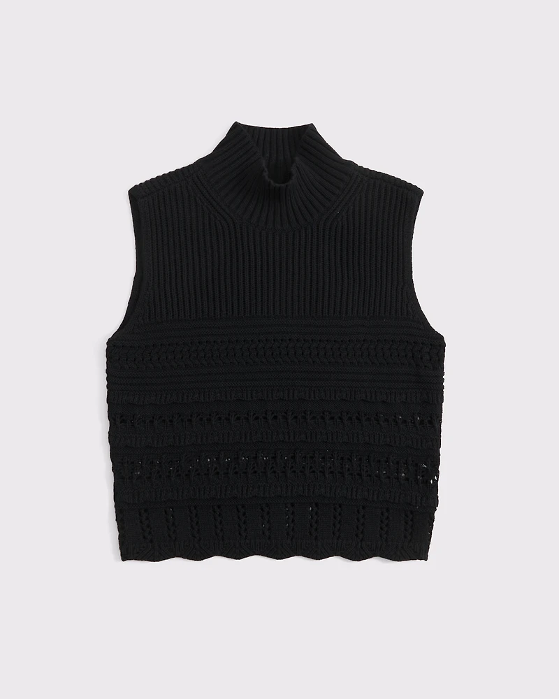Ruffle Mockneck Sweater Shell Top