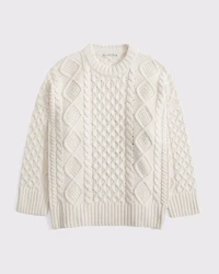 Oversized Cable-Knit Crew Sweater