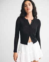 Floral Open-Stitch Cardigan