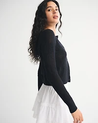 Floral Open-Stitch Cardigan