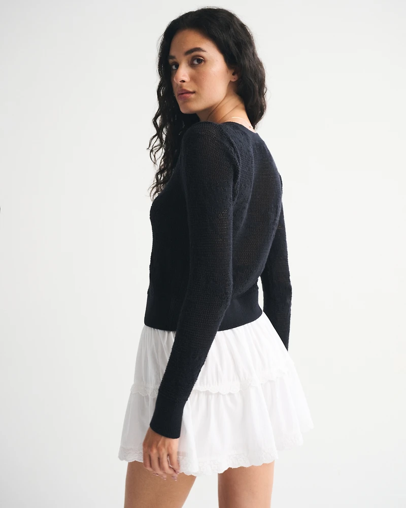 Floral Open-Stitch Cardigan