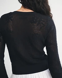 Floral Open-Stitch Cardigan