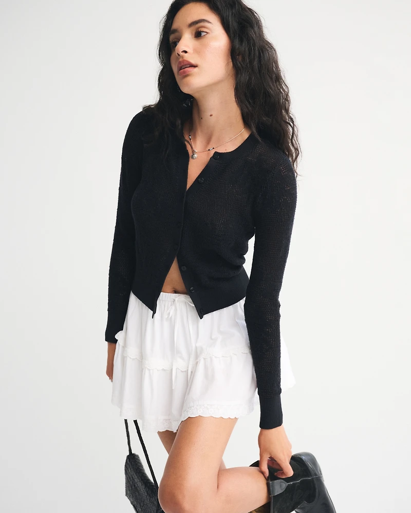 Floral Open-Stitch Cardigan