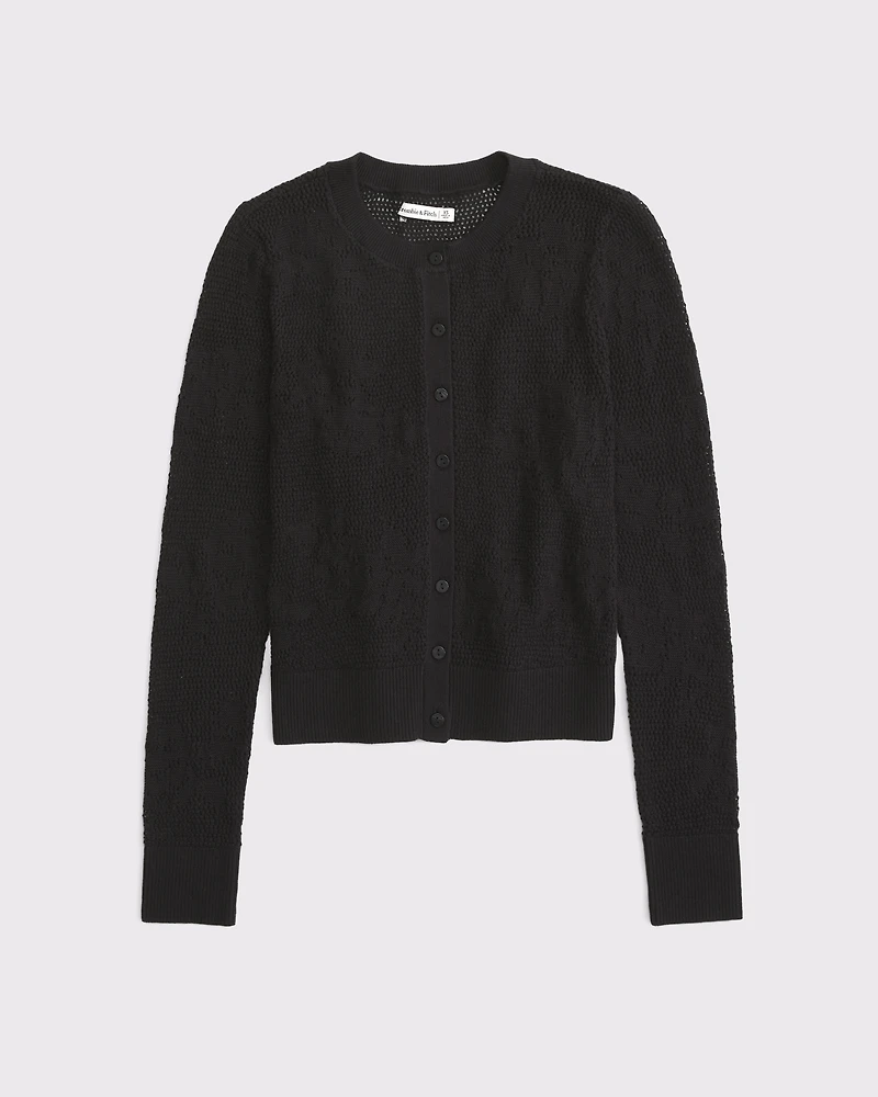 Floral Open-Stitch Cardigan