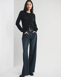 Shrunken Pointelle Crew Cardigan