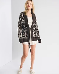 Textural Stitch Belted Cardigan
