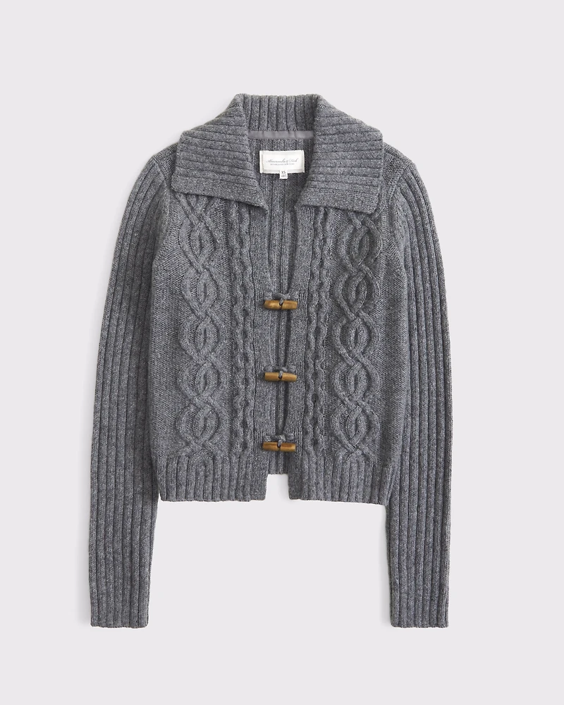 Cable-Knit Collared Cardigan