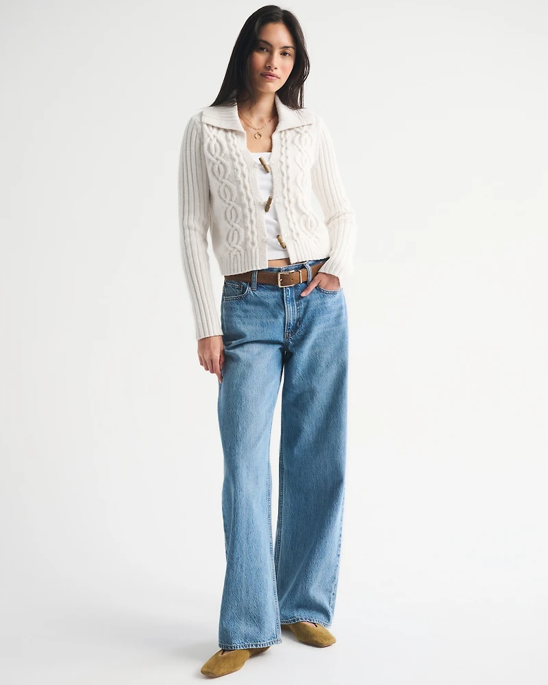 Cable-Knit Collared Cardigan