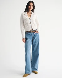 Cable-Knit Collared Cardigan