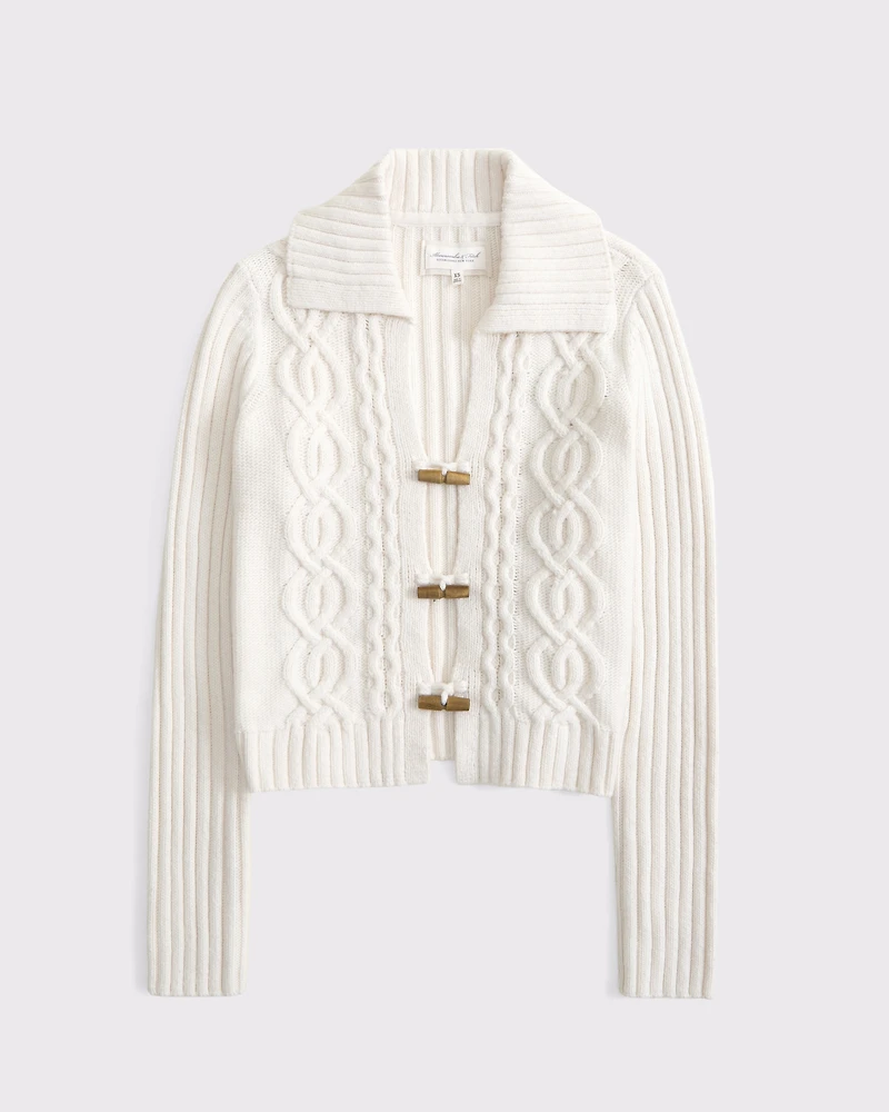 Cable-Knit Collared Cardigan