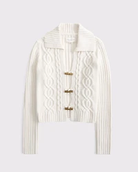 Cable-Knit Collared Cardigan