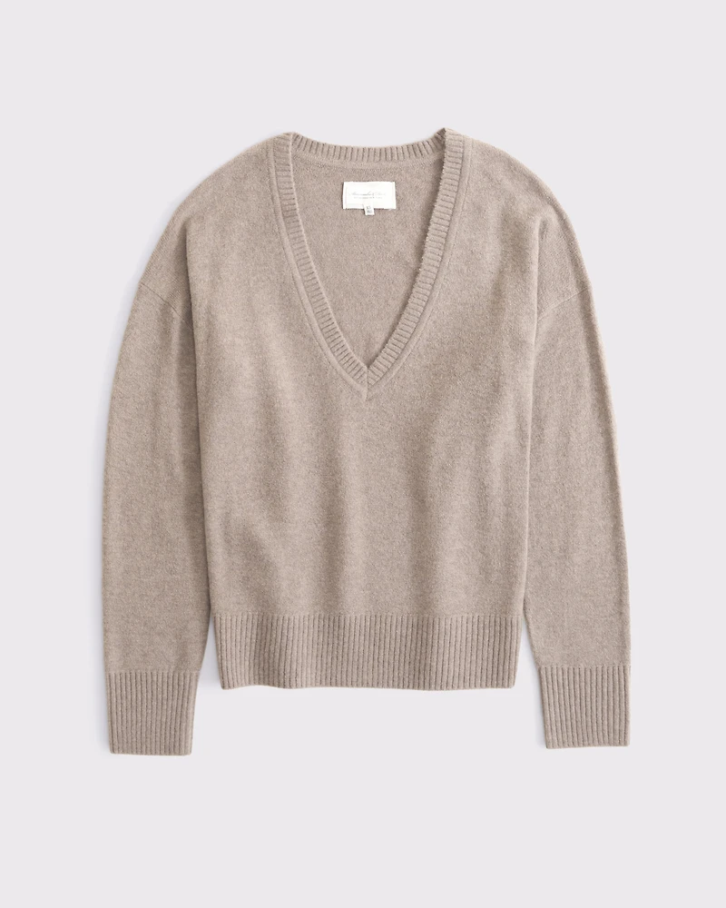 Merino Wool-Blend Plunge Sweater