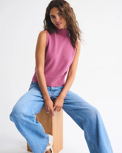 Wool-Blend Mockneck Sweater Shell