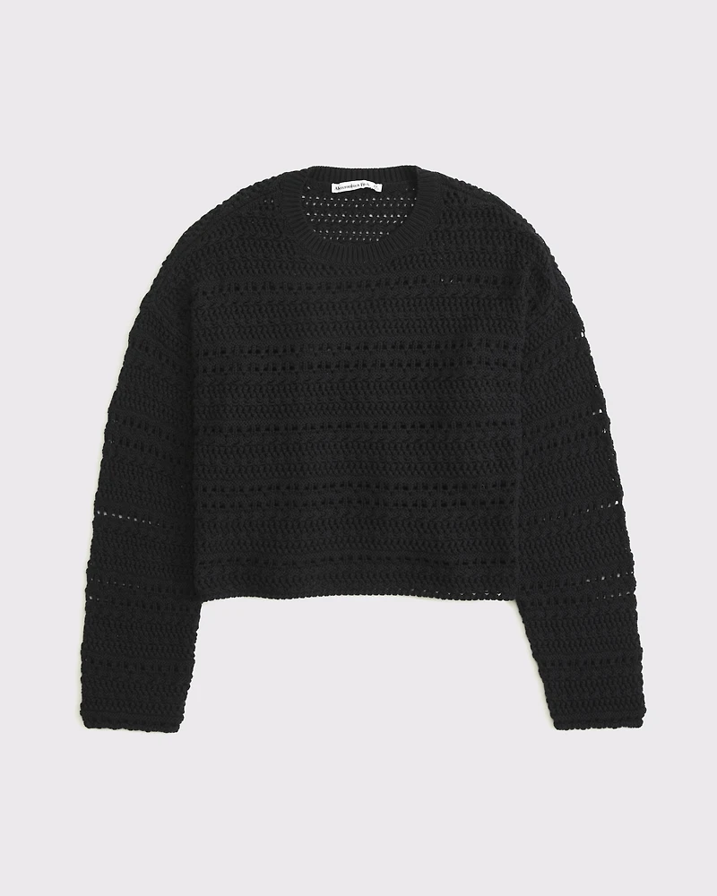Eclectic Open-Stitch Crew Sweater