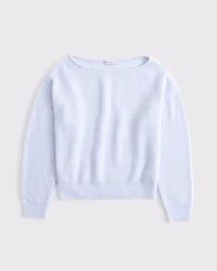 Wool-Blend Slashneck Sweater