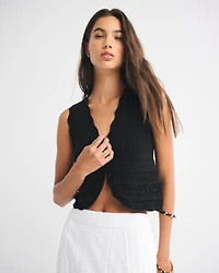Textural V-Neck Sweater Vest