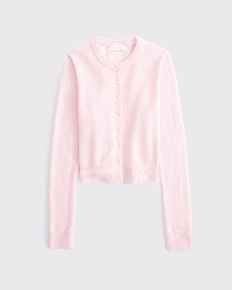 Merino Wool-Blend Shrunken Crew Cardigan