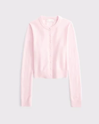 Merino Wool-Blend Shrunken Crew Cardigan