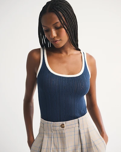 Pointelle Scoopneck Sweater Tank