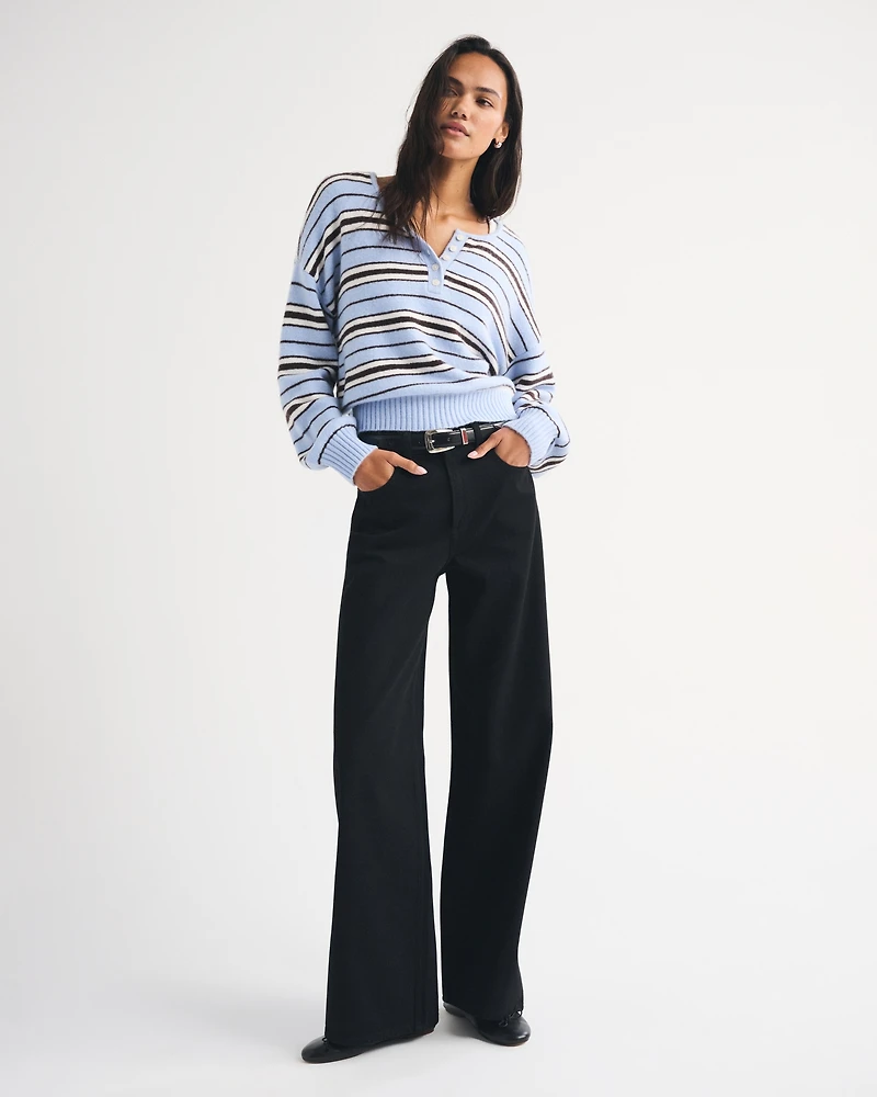 Merino Wool-Blend Henley Sweater