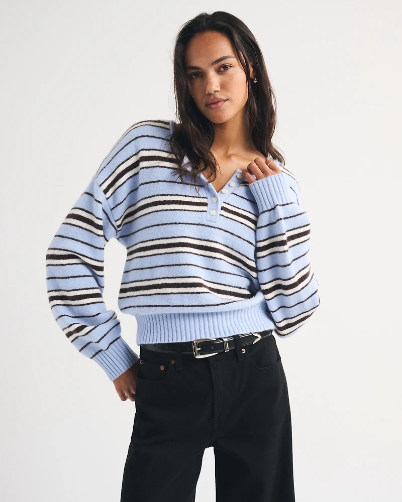 Merino Wool-Blend Henley Sweater