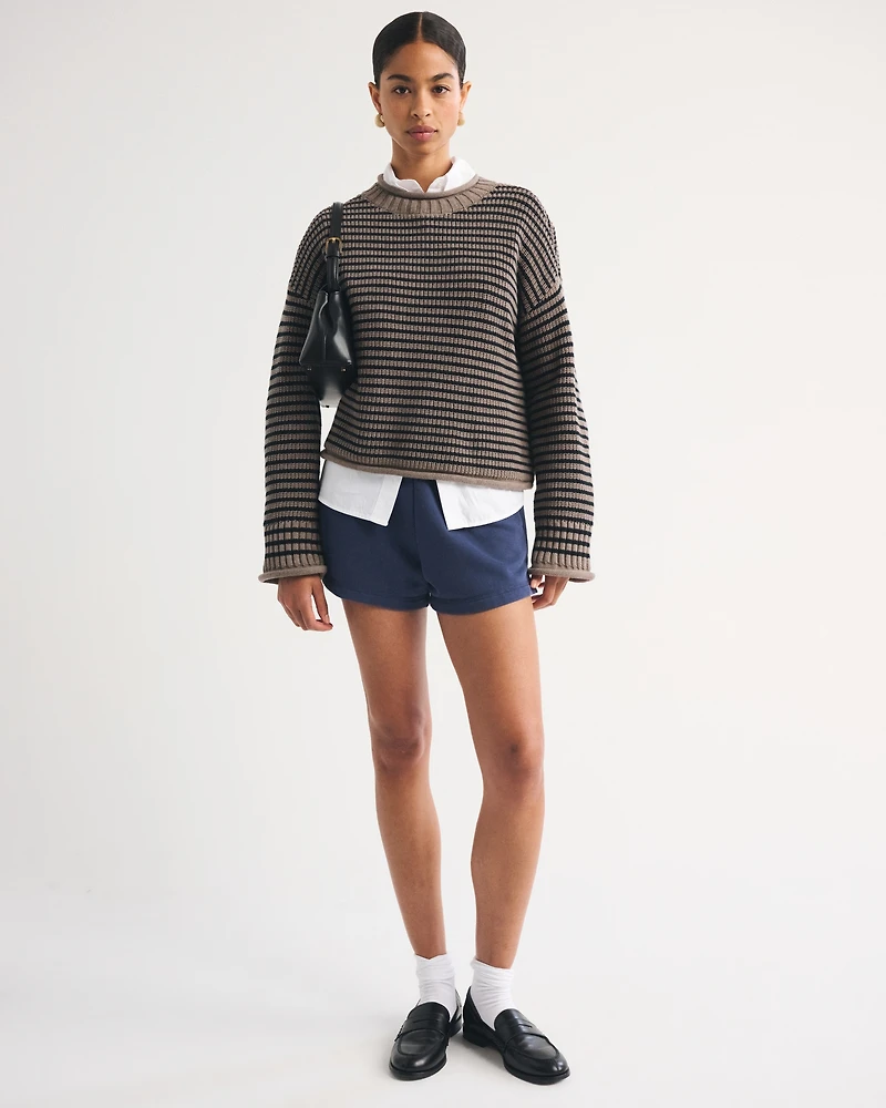 100% Cotton Roll Neck Crew Sweater