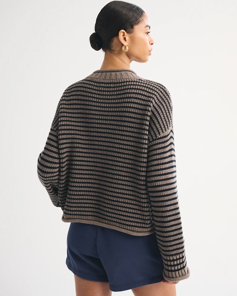 100% Cotton Roll Neck Crew Sweater