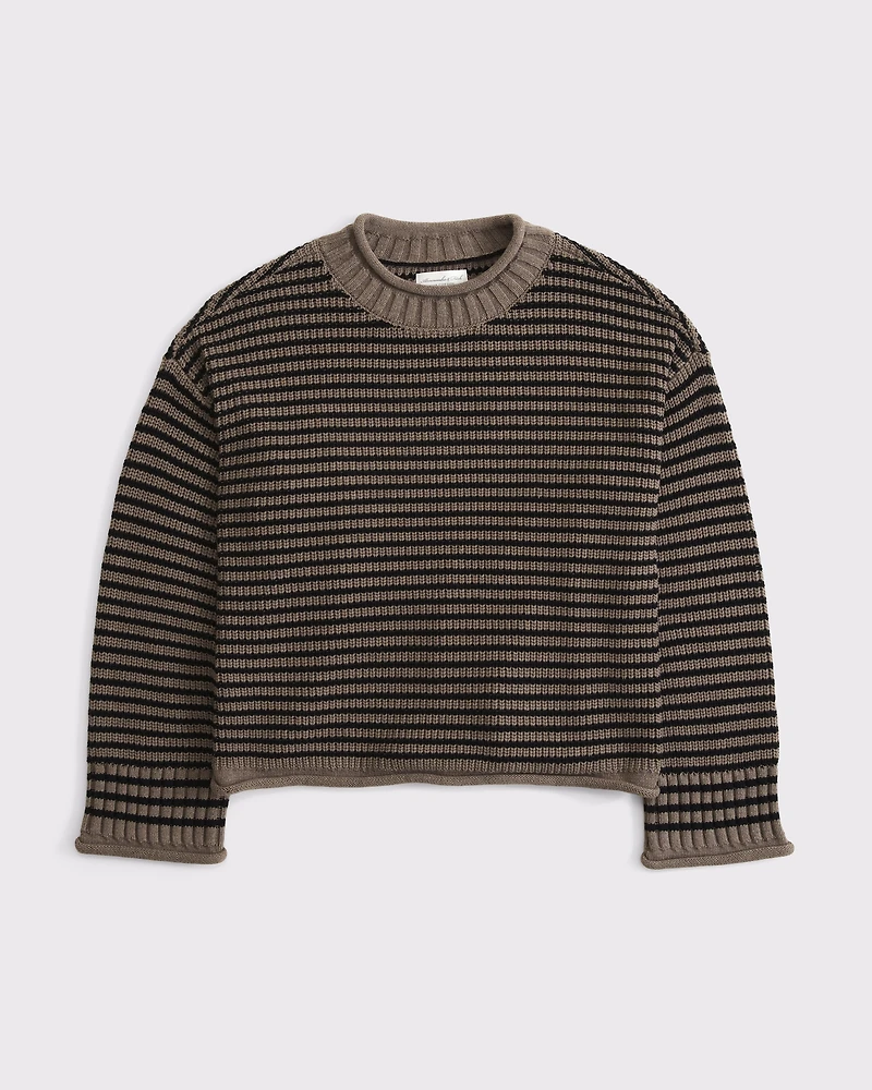 100% Cotton Roll Neck Crew Sweater