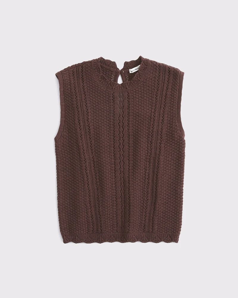 Cotton Pointelle Sweater Shell Top