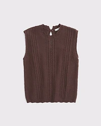 Cotton Pointelle Sweater Shell Top