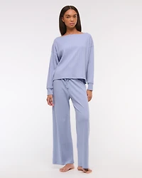 Long-Sleeve Lounge Wide Rib Slash Top