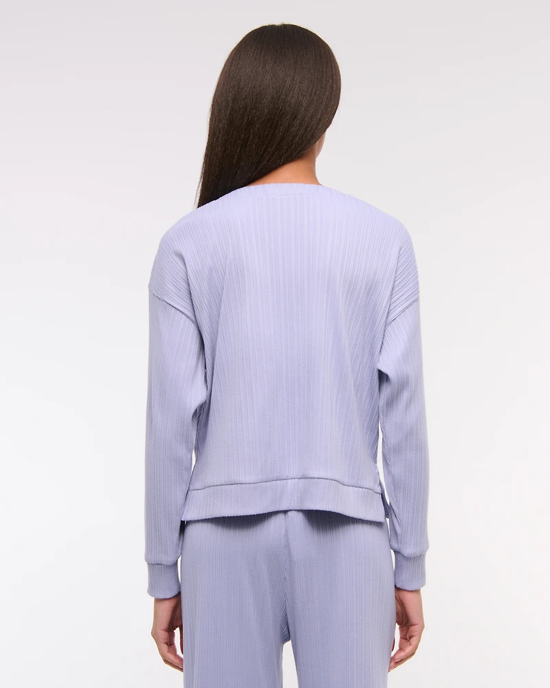 Lounge Wide Rib Henley Sweatshirt