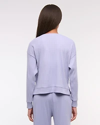 Lounge Wide Rib Henley Sweatshirt