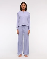 Lounge Wide Rib Henley Sweatshirt