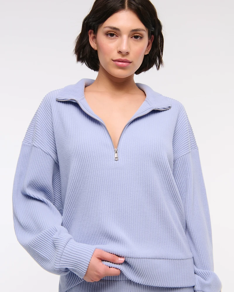 Lounge Brushed Rib Half-Zip