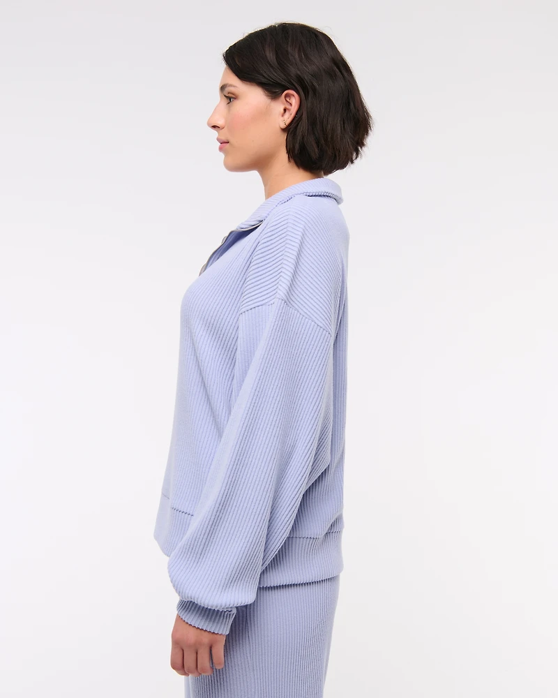 Lounge Brushed Rib Half-Zip