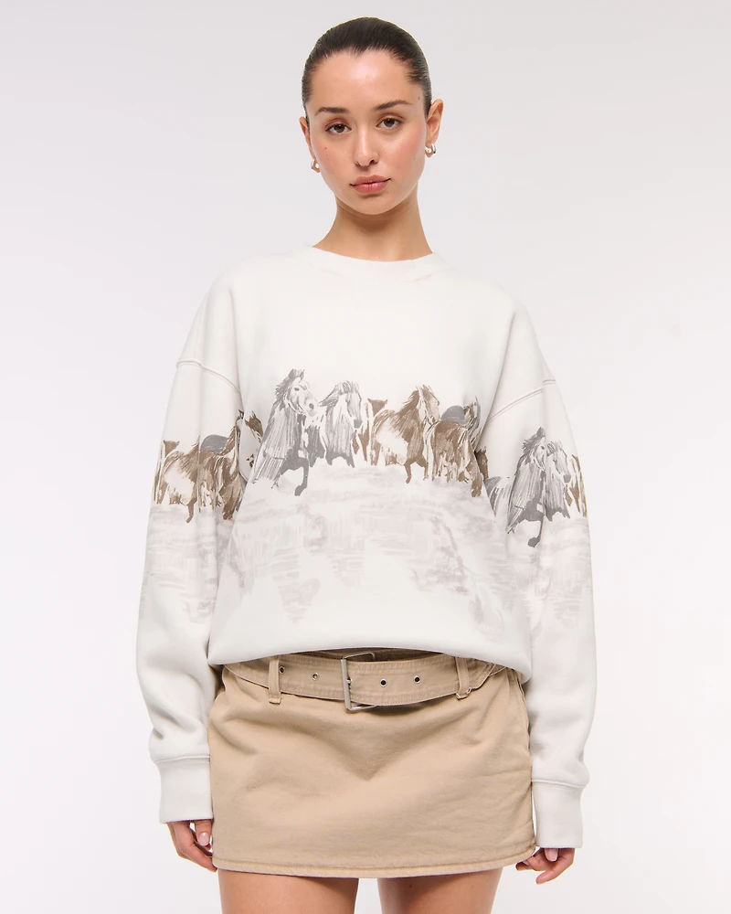 Horses Graphic Oversized Sunday Crew