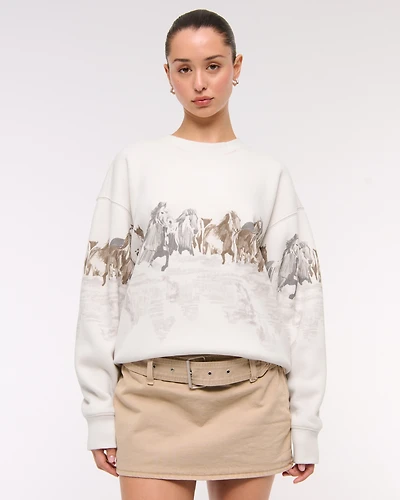 Horses Graphic Oversized Sunday Crew