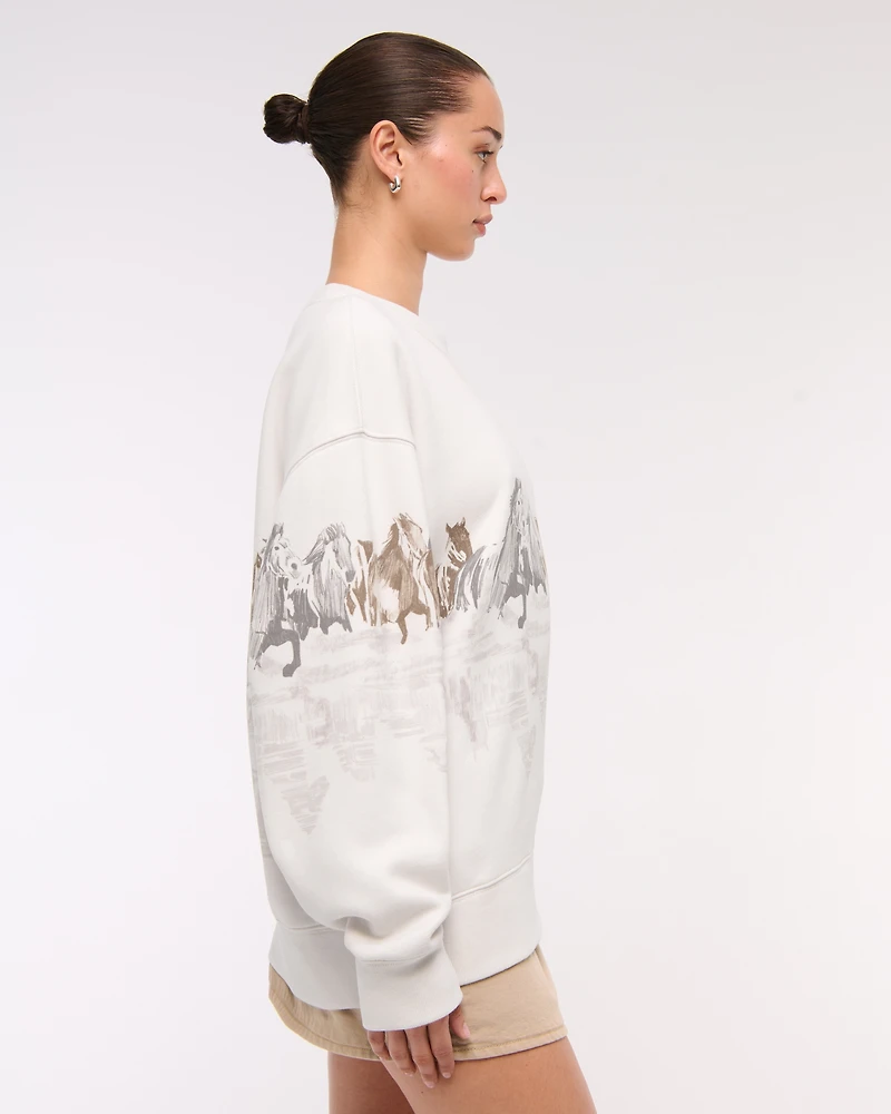 Horses Graphic Oversized Sunday Crew