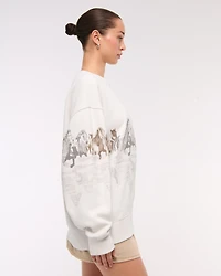 Horses Graphic Oversized Sunday Crew