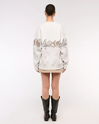 Horses Graphic Oversized Sunday Crew
