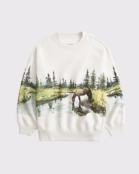 Wildlife Graphic Oversized Sunday Crew